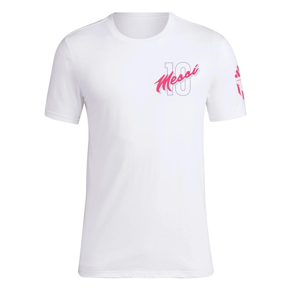 White Adidas Messi Graphic T-Shirt small New NWT